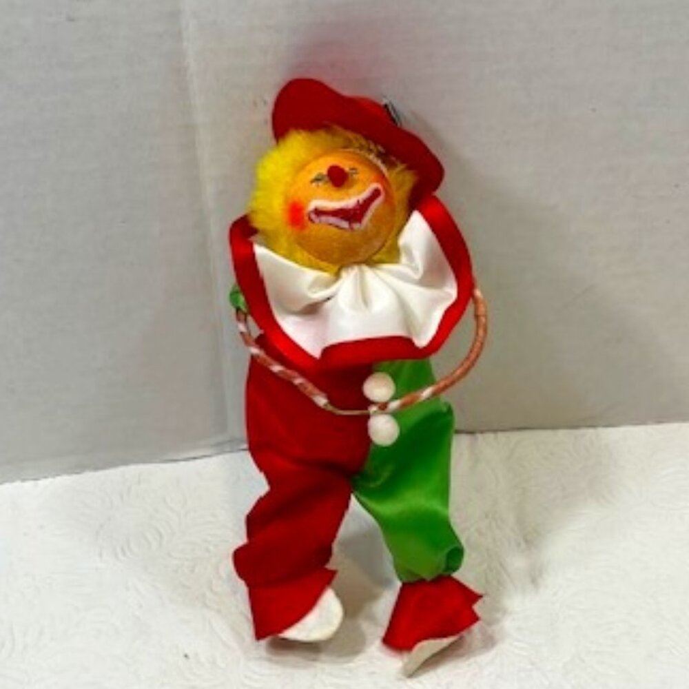 VTG 80"s  Russ Berries Happy Clown Hoop Doll Bendable Hanging Ornament 7"